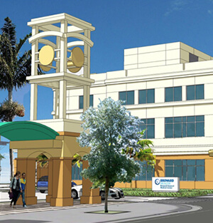 Design image of the BGMC Sports Medicine entrance in Fort Lauderdale